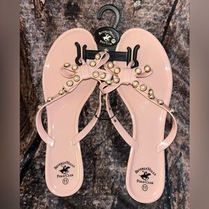 Beverly Hills Polo Club Pink Embellished Sandal W/Pearl Sequins -Size 11